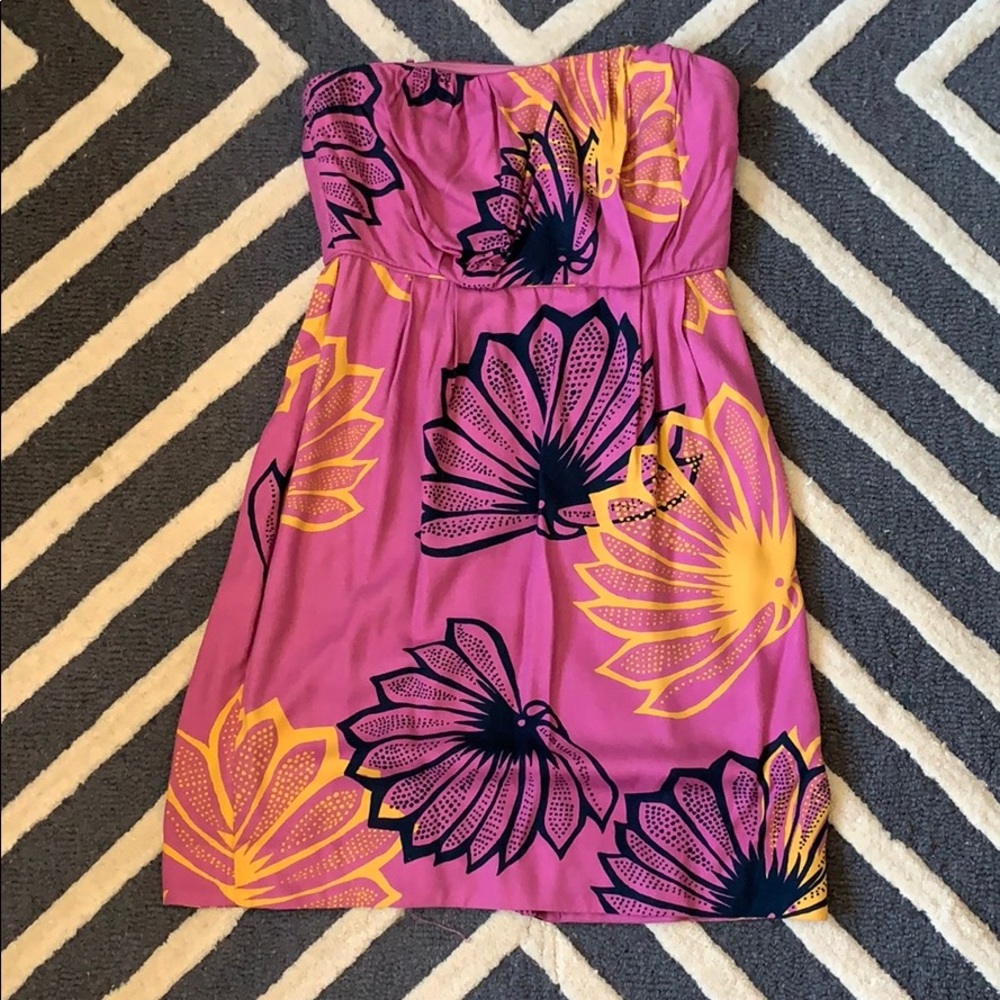 Anthropologie strapless floral mini dress